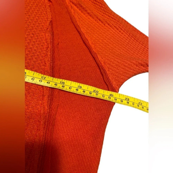 Free People Catalina Orange Waffle Knit Top M - Picture 12 of 13